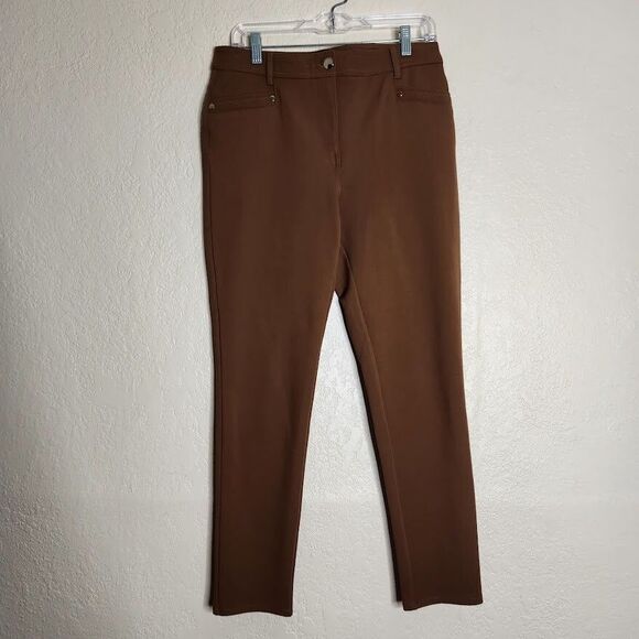So Slimming By Chico's Ankle Pants Women's 0.5 Small Brown Stretch Skinny Leg - Picture 1 of 8